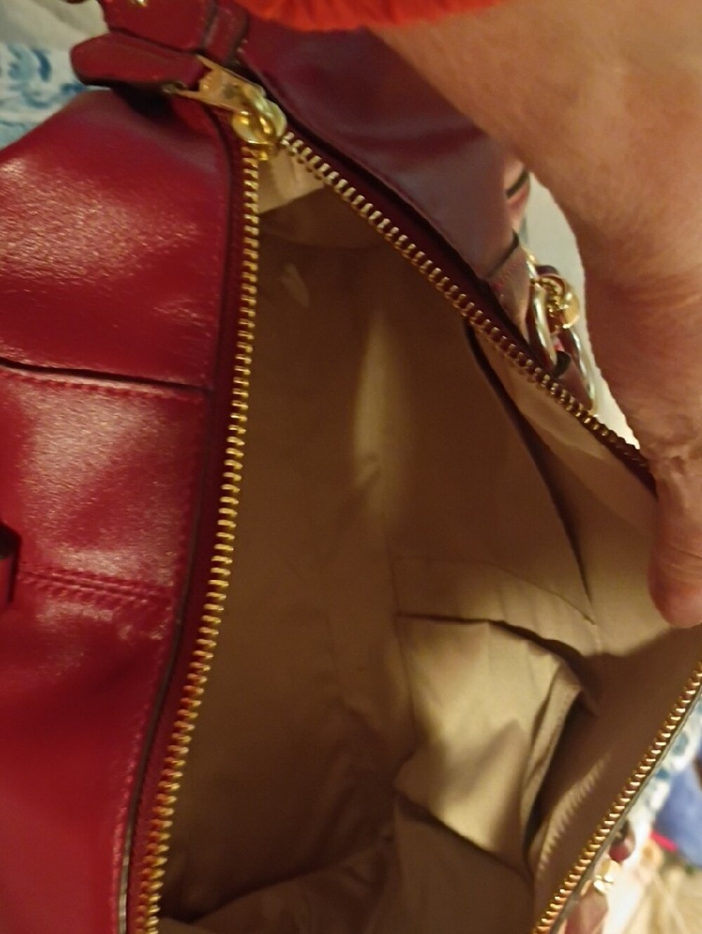 Coach Deep Red Leather Satchel with Gold Hardware - Picture 15 of 16